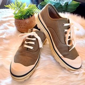 ZARA Olive Green Canvas Wedge Sneakers.